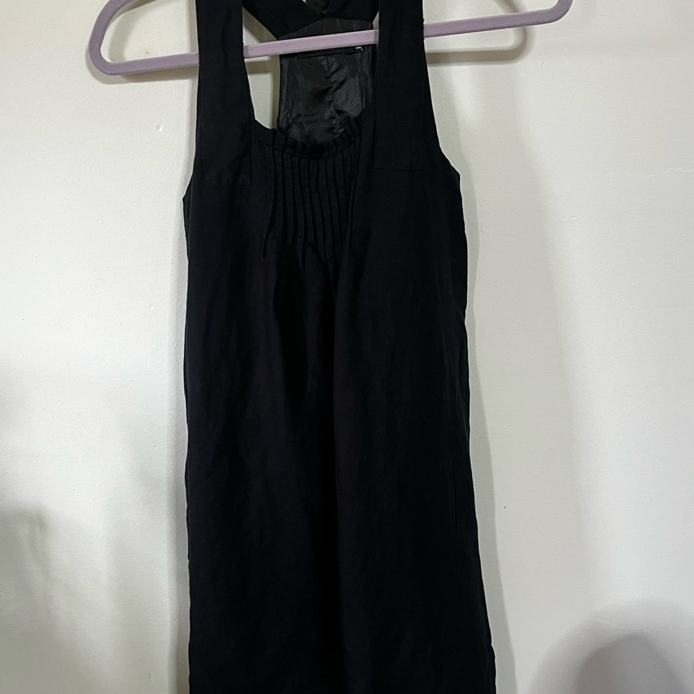 Jo Borkett Lined Linen Blend Black Sleeveless Dress Sz 32